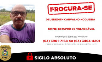 Polícia Civil do Tocantins procura homem investigado por estupro de vulnerável em Guaraí