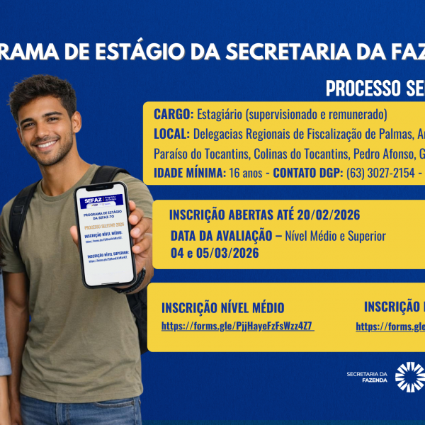 Governo do Tocantins abre inscrições para Programa de Estágio 2026 