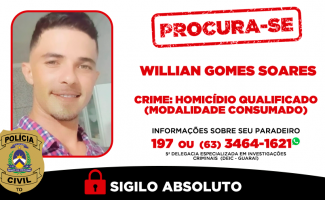 Em Guaraí, Polícia Civil procura investigado com mandado de prisão por homicídio qualificado