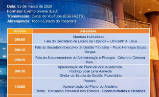 SEFAZ-TO lança Ano Acadêmico 2026 da Egefaz com palestra sobre transação tributária