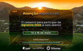 Governo do Tocantins abre cadastro de expositores para a Agrotins 2026