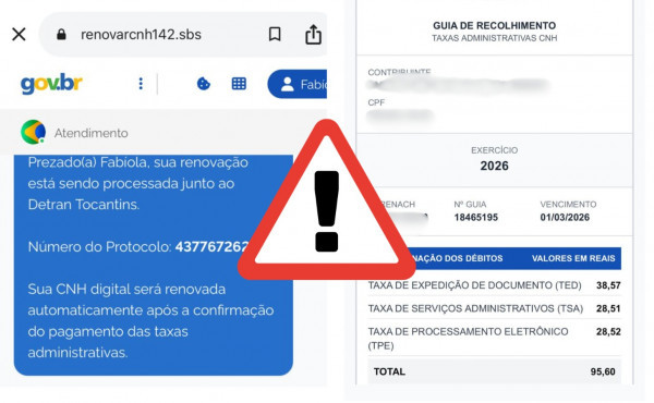Detran/TO alerta para golpe da renovação automática da CNH; saiba como se proteger
                    Golpistas têm simulado site do governo federal e cobrado taxas falsas para serviço que não exige qualquer pagamento, além de coletar dados pessoais dos usuários.