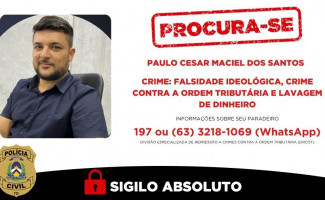 Polícia Civil do Tocantins procura investigado por crimes tributários e lavagem de dinheiro ligados à Operação El Dourado
