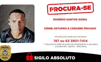Polícia Civil procura foragido por estupro e cárcere privado em Miracema