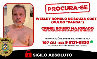 Polícia Civil deflagra Operação Gold e busca suspeito de roubo com arma de fogo foragido em Palmas