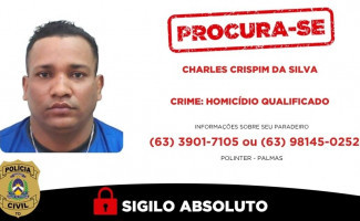 Polícia Civil do Tocantins procura foragido por homicídio qualificado em Palmas