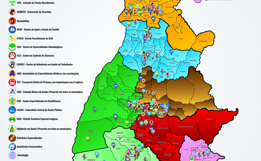 Mapa_Geral - Regiões de Saúde do Estado do Tocantins