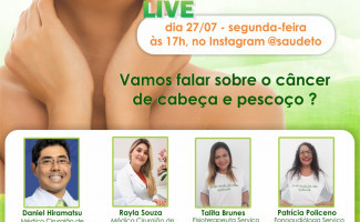 Saúde realizará live sobre Câncer de Cabeça e Pescoço no dia 27