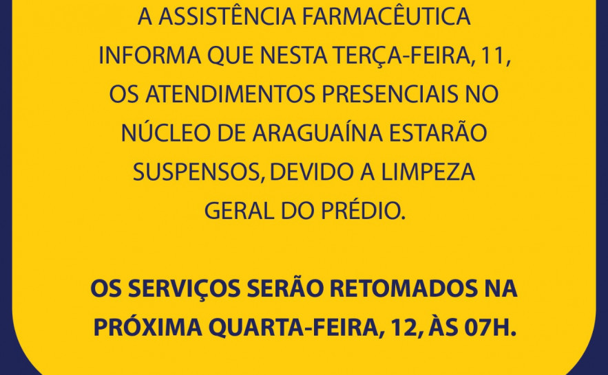 Atendimentos serão retomados na quarta-feira, 12, a partir das 07h.