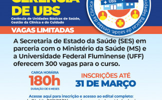 Abertas inscrições para o Curso Gerência de Unidades Básicas de Saúde